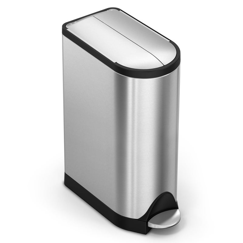 simplehuman 18 Liter / 4.8 Gallon Butterfly Lid Kitchen Step Trash Can, Brushed Stainless Steel - Image 1